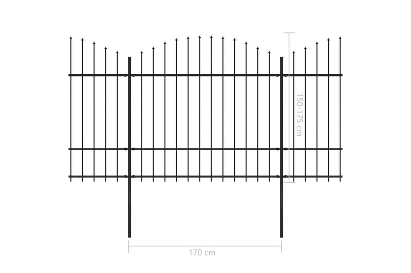 Trädgårdsstaket med spjuttopp stål (1,5-1,75)x10,2 m svart - Svart - Staket & grindar