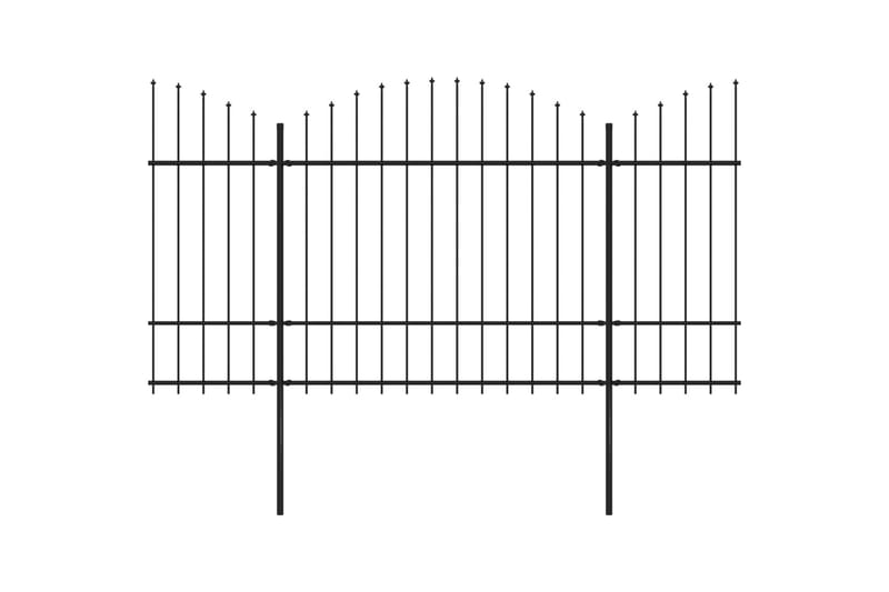 Trädgårdsstaket med spjuttopp stål (1,5-1,75)x10,2 m svart - Svart - Staket & grindar