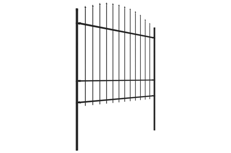 Trädgårdsstaket med spjuttopp stål (1,5-1,75)x10,2 m svart - Svart - Utemöbler - Övrigt utemöbler - Tillbehör - Staket & grindar
