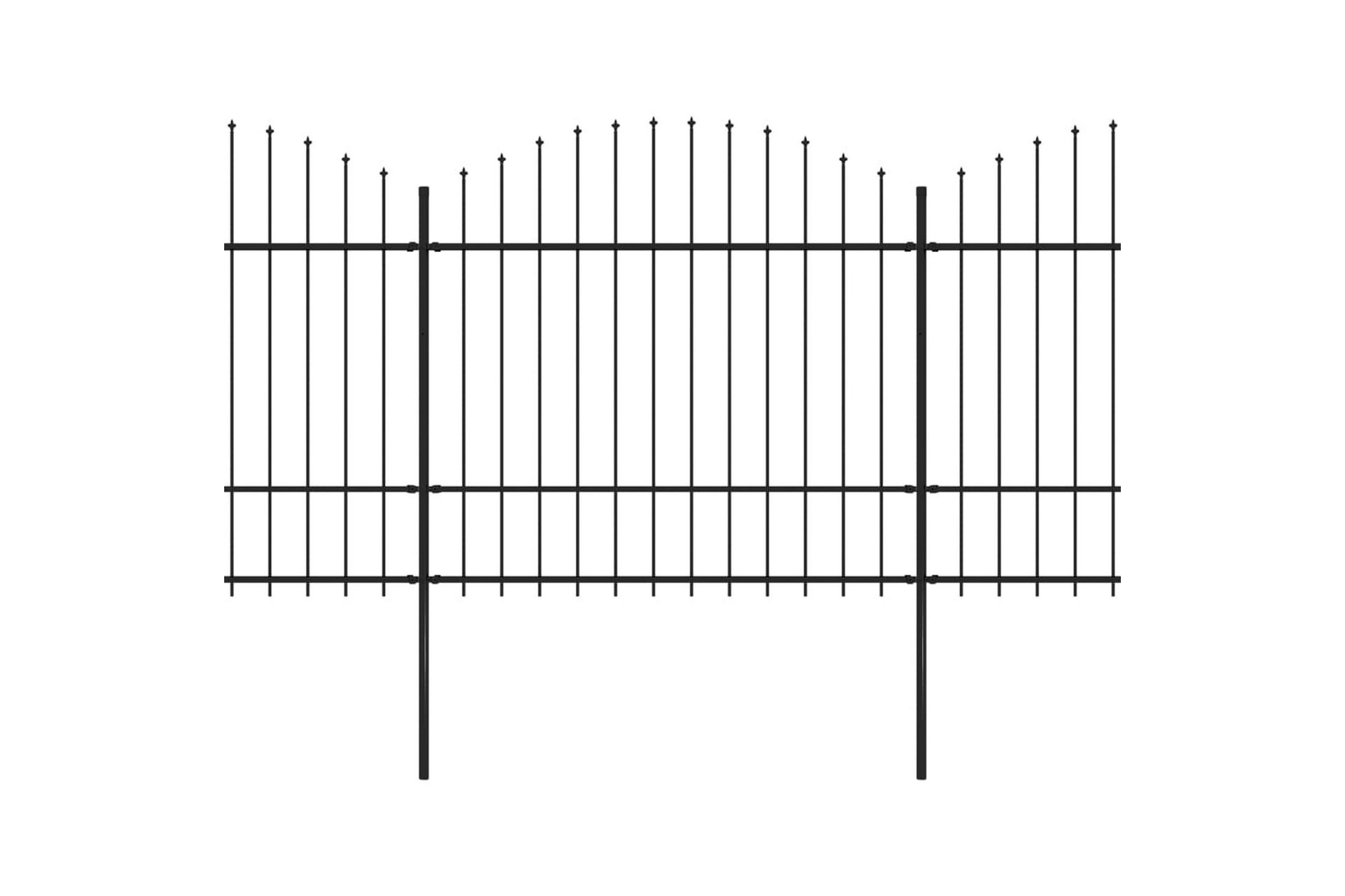 Trädgårdsstaket med spjuttopp stål (1,5-1,75)x11,9 m svart - Svart - Utemöbler - Övrigt utemöbler - Tillbehör - Staket & grindar