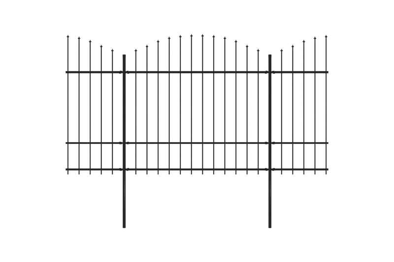 Trädgårdsstaket med spjuttopp stål (1,5-1,75)x11,9 m svart - Svart - Staket & grindar