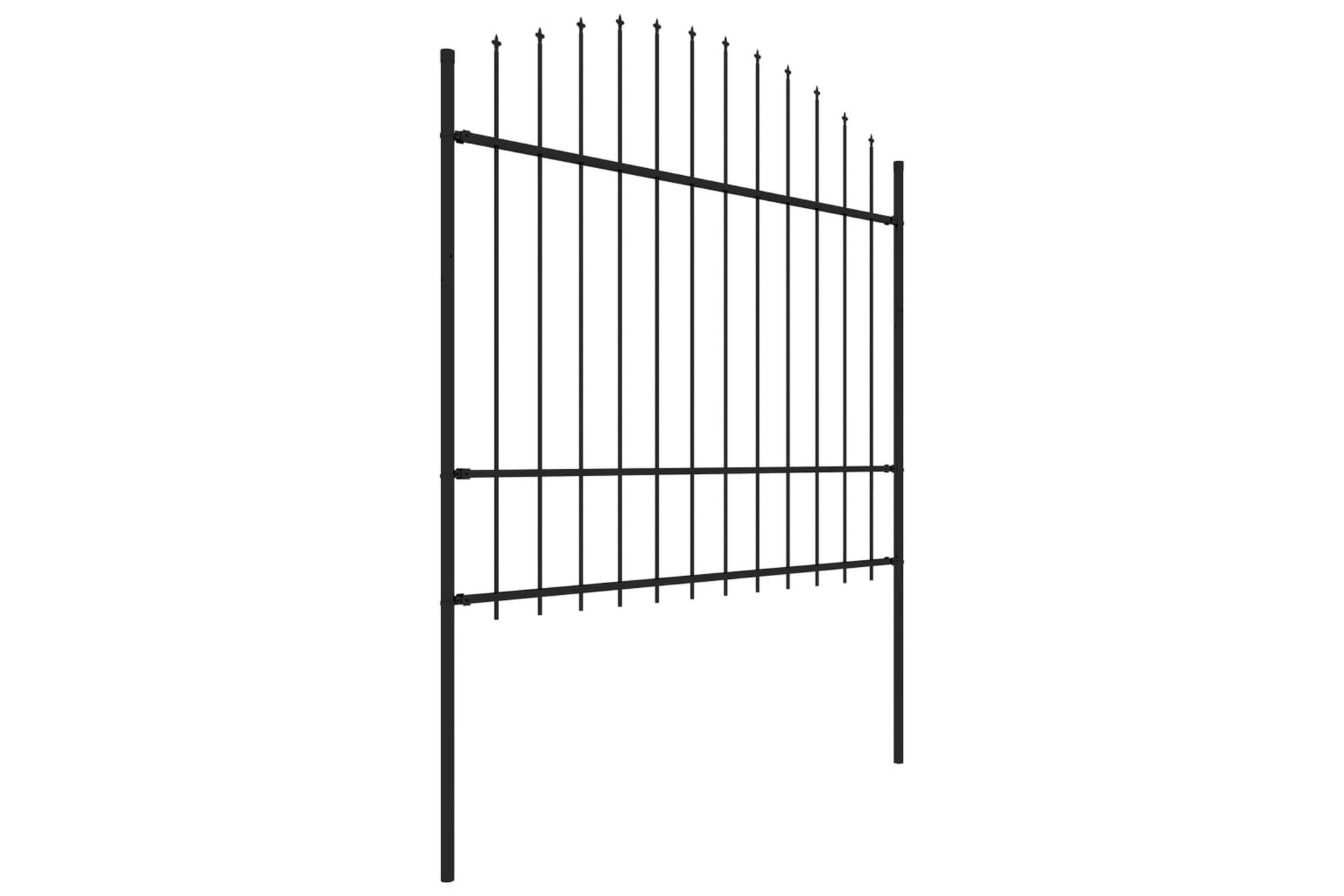 Trädgårdsstaket med spjuttopp stål (1,5-1,75)x11,9 m svart - Svart - Utemöbler - Övrigt utemöbler - Tillbehör - Staket & grindar