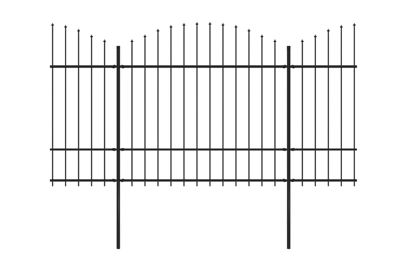 Trädgårdsstaket med spjuttopp stål (1,5-1,75)x17 m svart - Svart - Staket & grindar