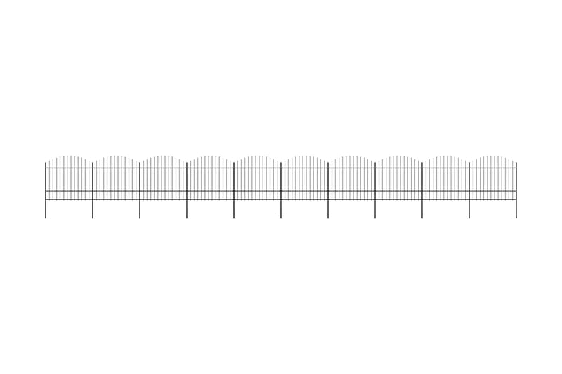 Trädgårdsstaket med spjuttopp stål (1,5-1,75)x17 m svart - Svart - Staket & grindar