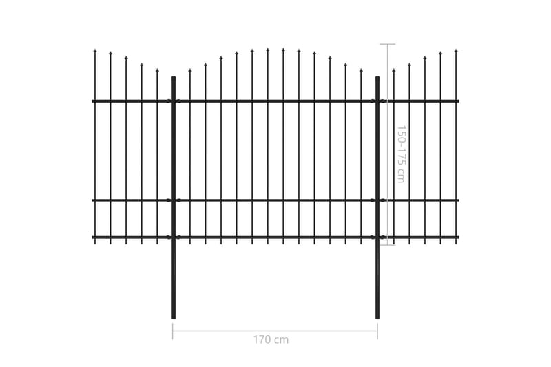 Trädgårdsstaket med spjuttopp stål (1,5-1,75)x17 m svart - Svart - Staket & grindar