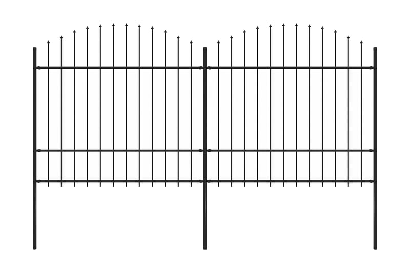 Trädgårdsstaket med spjuttopp stål (1,5-1,75)x3,4 m svart - Svart - Utemöbler - Övrigt utemöbler - Tillbehör - Staket & grindar