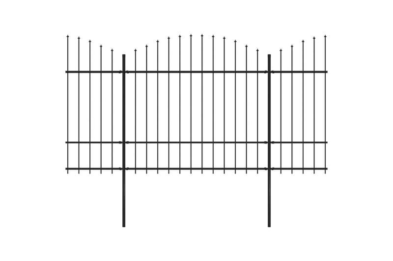 Trädgårdsstaket med spjuttopp stål (1,5-1,75)x5,1 m svart - Svart - Utemöbler - Övrigt utemöbler - Tillbehör - Staket & grindar