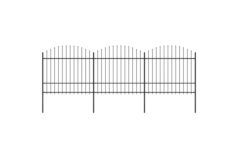 Trädgårdsstaket med spjuttopp stål (1,5-1,75)x5,1 m svart - Svart - Utemöbler - Övrigt utemöbler - Tillbehör - Staket & grindar