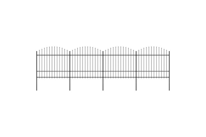 Trädgårdsstaket med spjuttopp stål (1,5-1,75)x6,8 m svart - Svart - Utemöbler - Övrigt utemöbler - Tillbehör - Staket & grindar