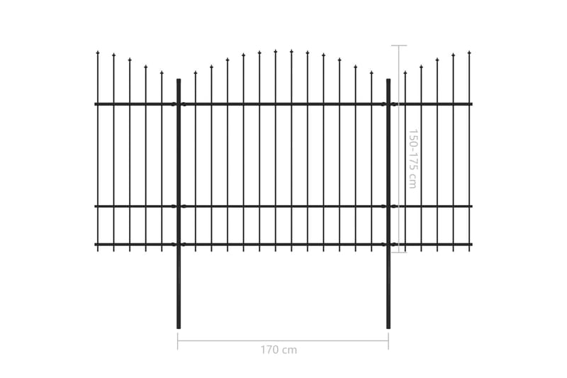 Trädgårdsstaket med spjuttopp stål (1,5-1,75)x8,5 m svart - Svart - Utemöbler - Övrigt utemöbler - Tillbehör - Staket & grindar