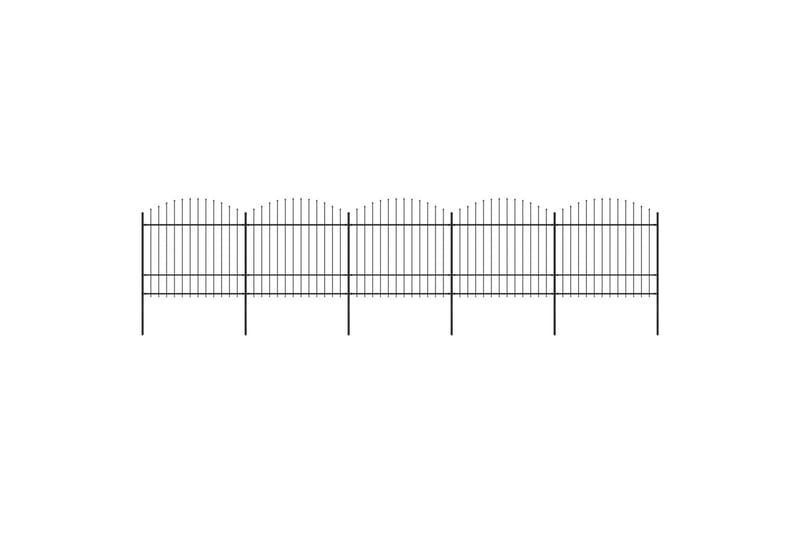 Trädgårdsstaket med spjuttopp stål (1,5-1,75)x8,5 m svart - Svart - Utemöbler - Övrigt utemöbler - Tillbehör - Staket & grindar