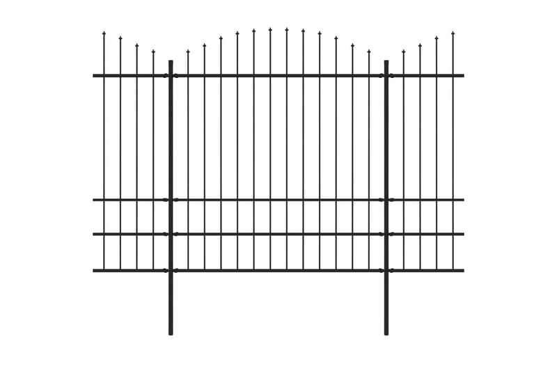 Trädgårdsstaket med spjuttopp stål (1,75-2)x10,2 m svart - Svart - Staket & grindar