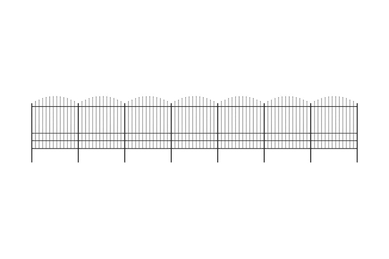 Trädgårdsstaket med spjuttopp stål (1,75-2)x11,9 m svart - Svart - Utemöbler - Övrigt utemöbler - Tillbehör - Staket & grindar