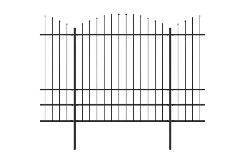 Trädgårdsstaket med spjuttopp stål (1,75-2)x13,6 m svart - Svart - Staket & grindar