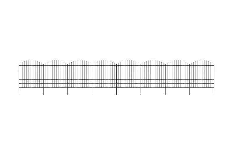 Trädgårdsstaket med spjuttopp stål (1,75-2)x13,6 m svart - Svart - Staket & grindar