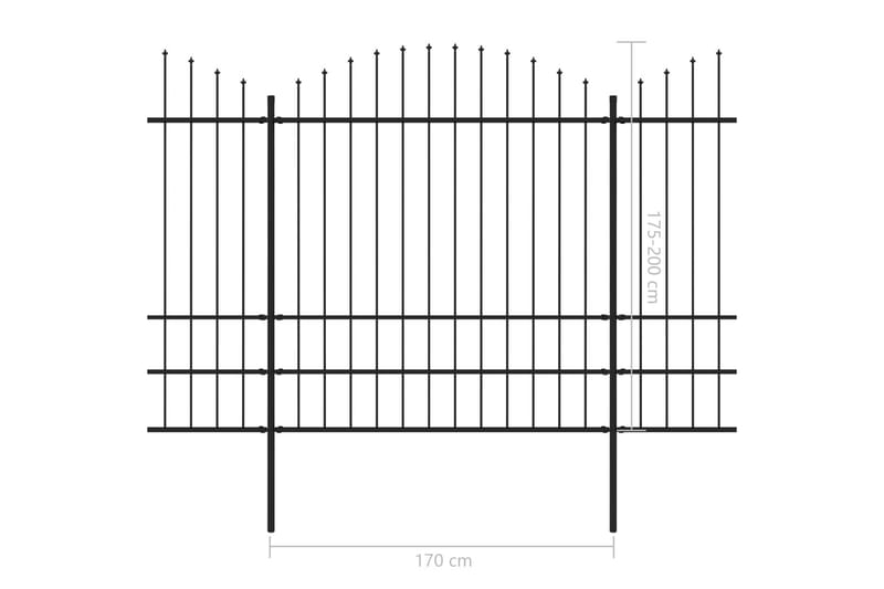 Trädgårdsstaket med spjuttopp stål (1,75-2)x13,6 m svart - Svart - Staket & grindar