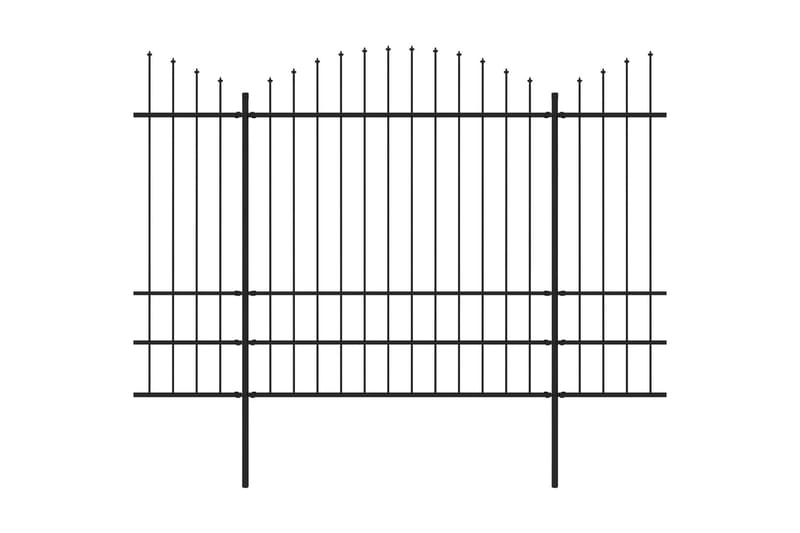 Trädgårdsstaket med spjuttopp stål (1,75-2)x17 m svart - Svart - Staket & grindar