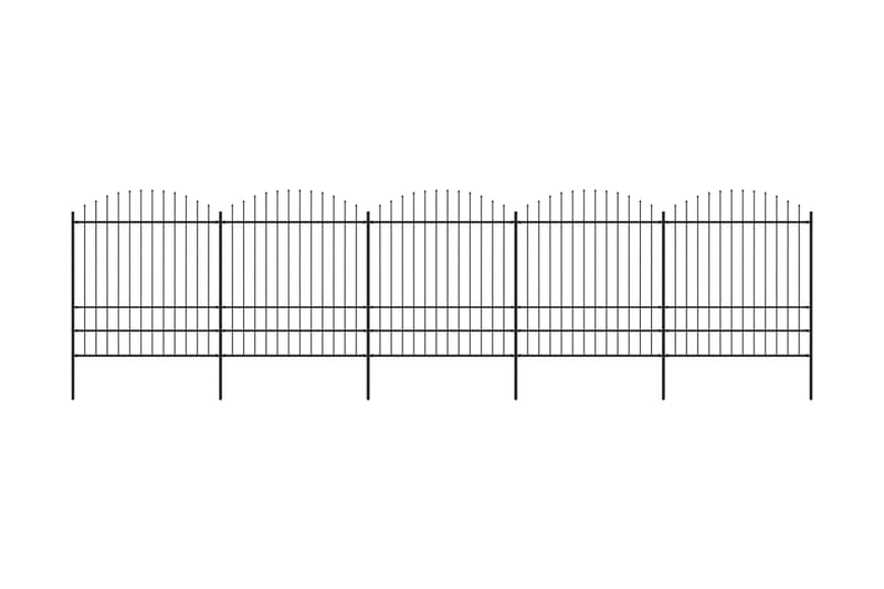 Trädgårdsstaket med spjuttopp stål (1,75-2)x8,5 m svart - Svart - Utemöbler - Övrigt utemöbler - Tillbehör - Staket & grindar