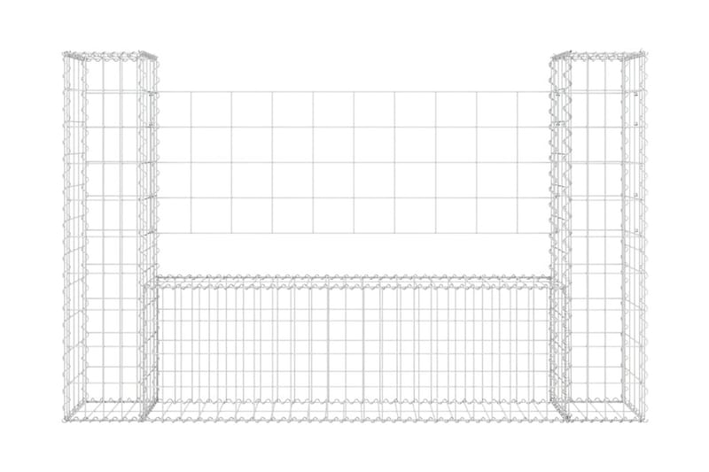 U-formad Gabionkorg med 2 stolpar järn 140x20x100 cm - Silver - Utemöbler - Övrigt utemöbler - Tillbehör - Staket & grindar