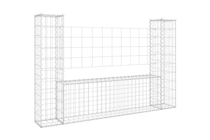 U-formad Gabionkorg med 2 stolpar järn 140x20x100 cm - Silver - Utemöbler - Övrigt utemöbler - Tillbehör - Staket & grindar