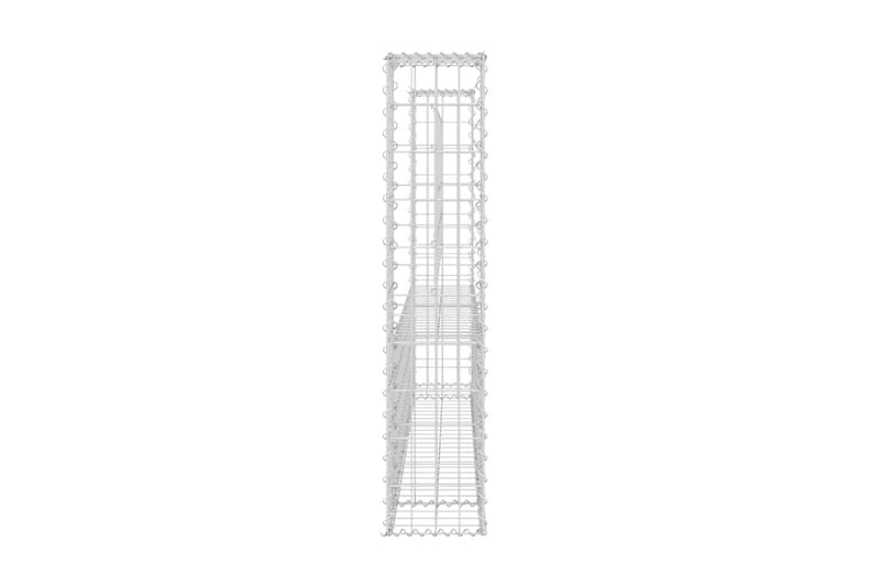 U-formad Gabionkorg med 2 stolpar järn 140x20x100 cm - Silver - Utemöbler - Övrigt utemöbler - Tillbehör - Staket & grindar