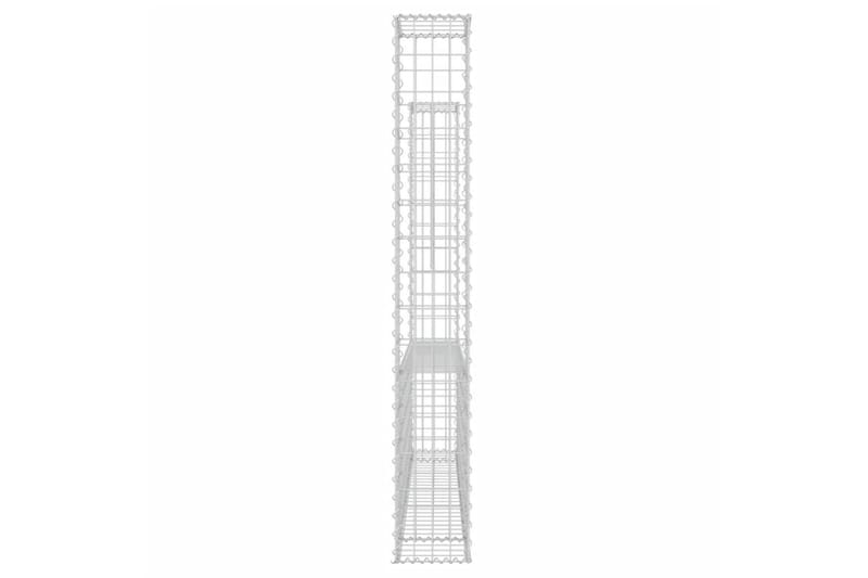 U-formad Gabionkorg med 2 stolpar järn 140x20x150 cm - Silver - Utemöbler - Övrigt utemöbler - Tillbehör - Staket & grindar