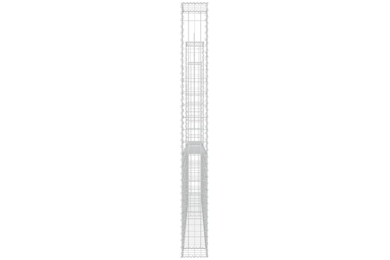 U-formad Gabionkorg med 2 stolpar järn 140x20x200 cm - Silver - Utemöbler - Övrigt utemöbler - Tillbehör - Staket & grindar