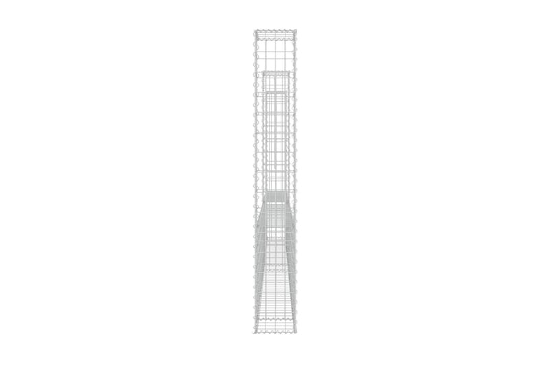 U-formad gabionkorg med 3 stolpar järn 260x20x150 cm - Silver - Staket & grindar