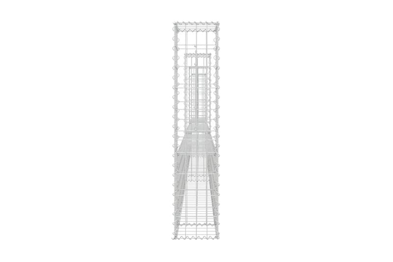 U-formad gabionkorg med 4 stolpar järn 380x20x100 cm - Silver - Utemöbler - Övrigt utemöbler - Tillbehör - Staket & grindar