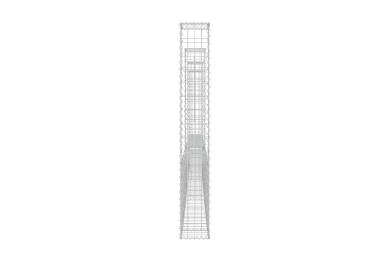 U-formad gabionkorg med 4 stolpar järn 380x20x150 cm - Silver - Utemöbler - Övrigt utemöbler - Tillbehör - Staket & grindar