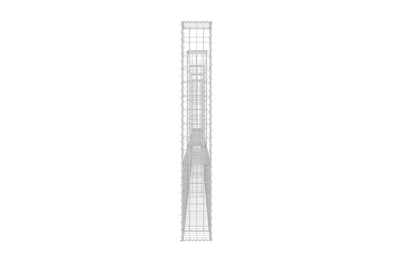 U-formad gabionkorg med 5 stolpar järn 500x20x150 cm - Silver - Utemöbler - Övrigt utemöbler - Tillbehör - Staket & grindar