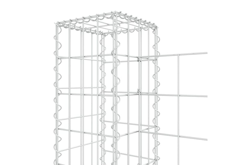 U-formad gabionkorg med 6 stolpar järn 620x20x100 cm - Silver - Staket & grindar
