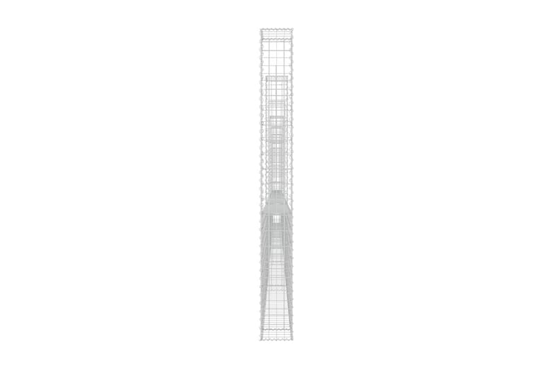 U-formad Gabionkorg med 7 stolpar järn 740x20x200 cm - Silver - Utemöbler - Övrigt utemöbler - Tillbehör - Staket & grindar