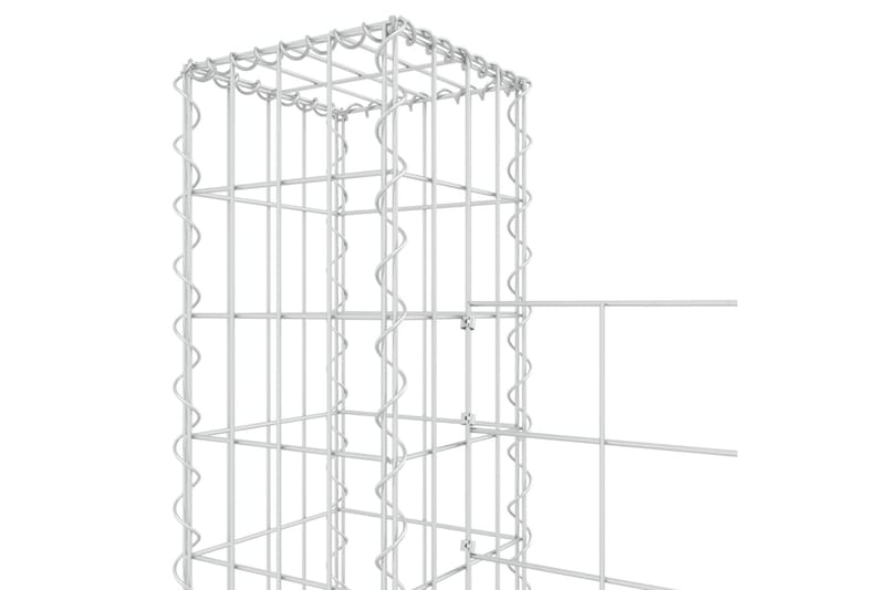 U-formad Gabionkorg med 7 stolpar järn 740x20x200 cm - Silver - Utemöbler - Övrigt utemöbler - Tillbehör - Staket & grindar