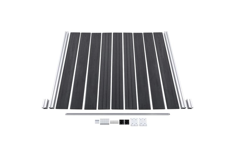 WPC-staketpanel 1 fyrkantig + 1 vinklad 273x186 cm grå - Grå - Utemöbler - Övrigt utemöbler - Tillbehör - Staket & grindar