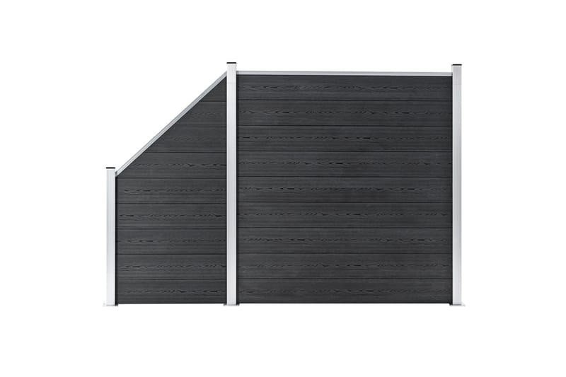 WPC-staketpanel 1 fyrkantig + 1 vinklad 273x186 cm grå - Grå - Utemöbler - Övrigt utemöbler - Tillbehör - Staket & grindar