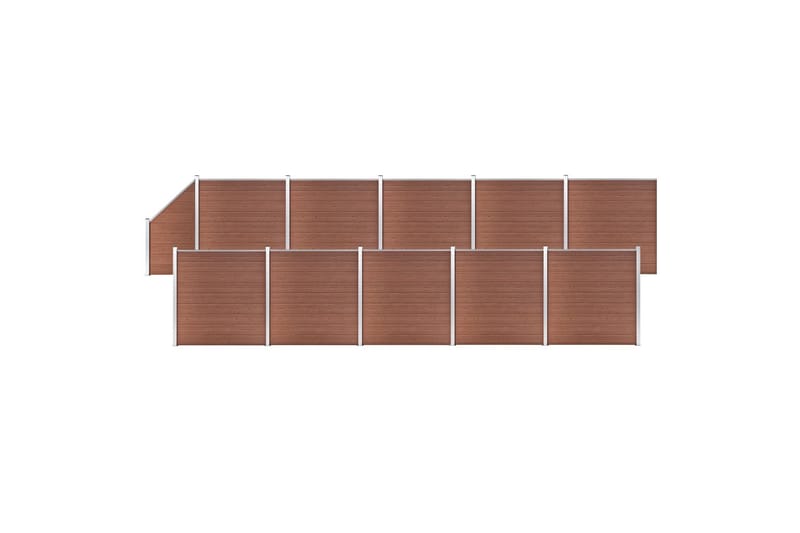 WPC-staketpanel 10 fyrkantig + 1 vinklad 1830x186 cm brun - Brun - Utemöbler - Övrigt utemöbler - Tillbehör - Staket & grindar