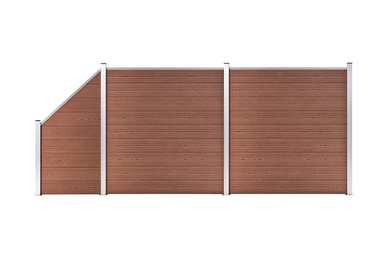 WPC-staketpanel 2 fyrkantig + 1 vinklad 446x186 cm brun - Brun - Utemöbler - Övrigt utemöbler - Tillbehör - Staket & grindar