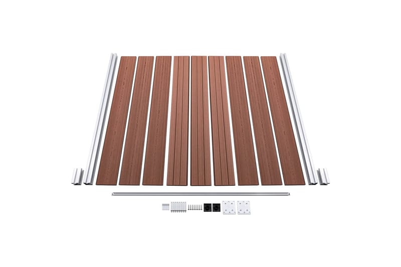 WPC-staketpanel 3 fyrkantig + 1 vinklad 619x186 cm brun - Brun - Utemöbler - Övrigt utemöbler - Tillbehör - Staket & grindar