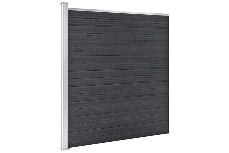 WPC-staketpanel 3 fyrkantig + 1 vinklad 619x186 cm grå - Grå - Utemöbler - Övrigt utemöbler - Tillbehör - Staket & grindar