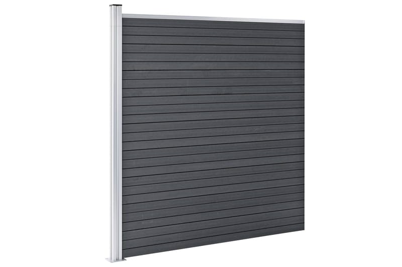 WPC-staketpanel 3 fyrkantig + 1 vinklad 619x186 cm grå - Grå - Utemöbler - Övrigt utemöbler - Tillbehör - Staket & grindar
