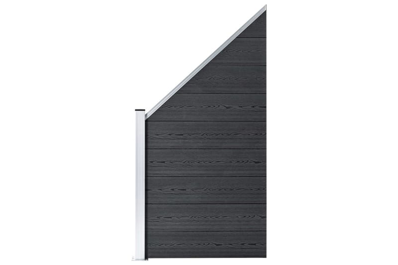 WPC-staketpanel 3 fyrkantig + 1 vinklad 619x186 cm grå - Grå - Staket & grindar