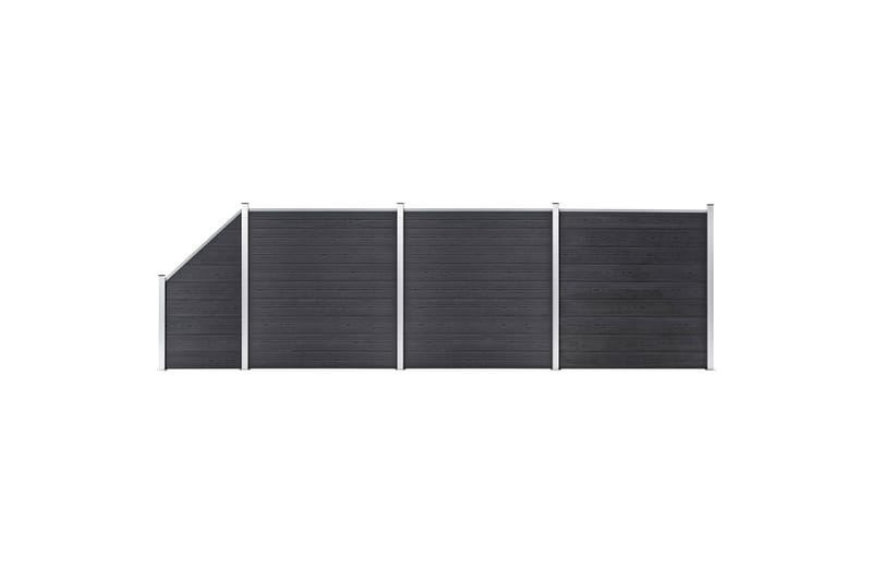 WPC-staketpanel 3 fyrkantig + 1 vinklad 619x186 cm grå - Grå - Utemöbler - Övrigt utemöbler - Tillbehör - Staket & grindar