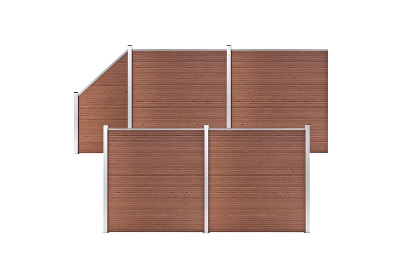 WPC-staketpanel 4 fyrkantig + 1 vinklad 792x186 cm brun - Brun - Utemöbler - Övrigt utemöbler - Tillbehör - Staket & grindar