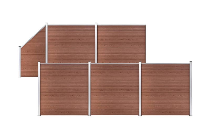 WPC-staketpanel 5 fyrkantig + 1 vinklad 965x186 cm brun - Brun - Utemöbler - Övrigt utemöbler - Tillbehör - Staket & grindar