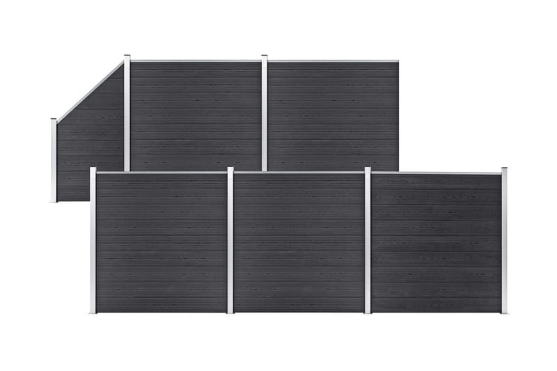 WPC-staketpanel 5 fyrkantig + 1 vinklad 965x186 cm grå - Grå - Utemöbler - Övrigt utemöbler - Tillbehör - Staket & grindar