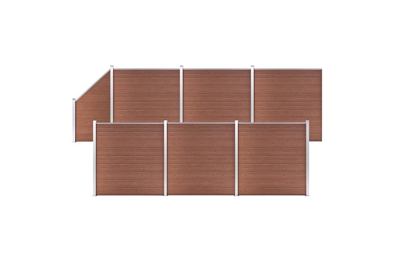 WPC-staketpanel 6 fyrkantig + 1 vinklad 1138x186 cm brun - Brun - Staket & grindar