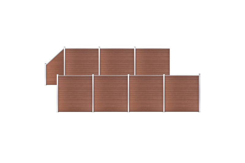 WPC-staketpanel 7 fyrkantig + 1 vinklad 1311x186 cm brun - Brun - Utemöbler - Övrigt utemöbler - Tillbehör - Staket & grindar