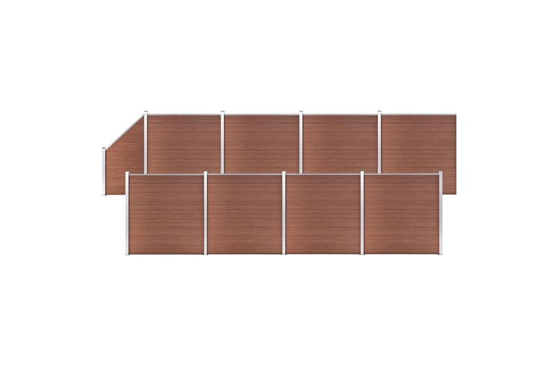 WPC-staketpanel 8 fyrkantig + 1 vinklad 1484x186 cm brun - Brun - Utemöbler - Övrigt utemöbler - Tillbehör - Staket & grindar