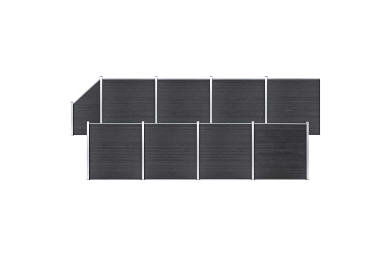 WPC-staketpanel 8 fyrkantig + 1 vinklad 1484x186 cm grå - Grå - Utemöbler - Övrigt utemöbler - Tillbehör - Staket & grindar